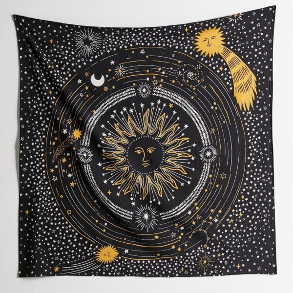 Black And White Sun Starry Tapestry Wall Hanging Planet Universe Moon Wall Tapestries For Living Room Bedroom Home Decor