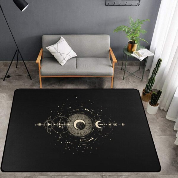 Black Celestial Moon/Stars/Sun/Area Rug Witch Goth Gothic Pagan Wiccan Tarot Cards Astrology Witchcraft Supplies Mandala Carpet| |