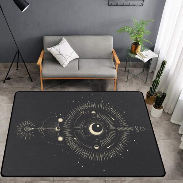 Black Celestial Moon/Stars/Sun/Area Rug Witch Goth Gothic Pagan Wiccan Tarot Cards Astrology Witchcraft Supplies Mandala Carpet| |
