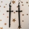 Black Colour Goth Swords Earrings Long Gothic Medieval Tarot Viking Alternative Punk Rock Women Men Gift Mystical Jewellery