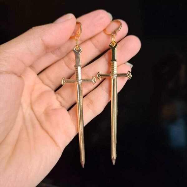 Black Colour Goth Swords Earrings Long Gothic Medieval Tarot Viking Alternative Punk Rock Women Men Gift Mystical Jewellery