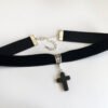 Black Crescent Moon Choker, Black Velvet Choker Necklace