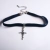 Black Crescent Moon Choker, Black Velvet Choker Necklace