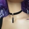Black Crescent Moon Choker, Black Velvet Choker Necklace