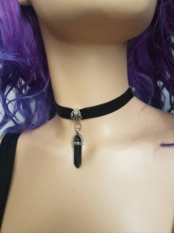 Black Crescent Moon Choker, Black Velvet Choker Necklace