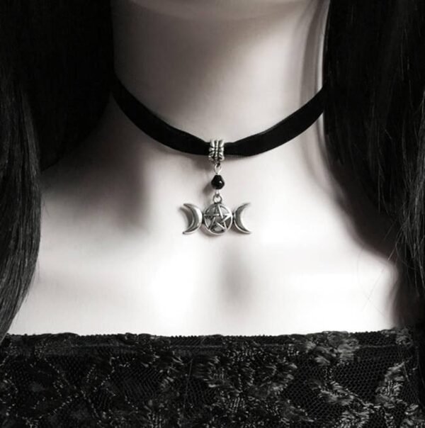 Black Crescent Moon Choker, Black Velvet Choker Necklace