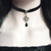 Black Crescent Moon Choker, Black Velvet Choker Necklace