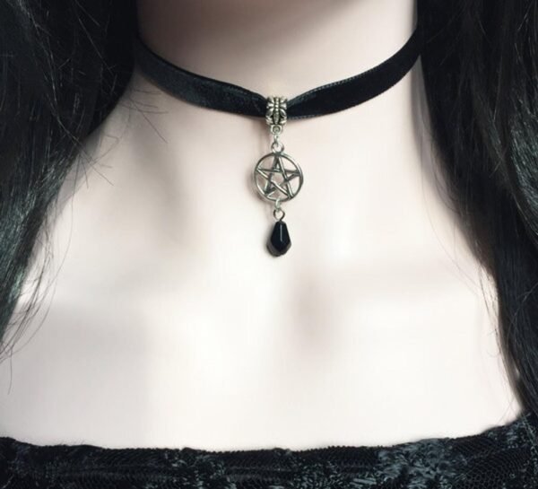 Black Crescent Moon Choker, Black Velvet Choker Necklace