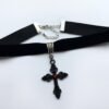 Black Crescent Moon Choker, Black Velvet Choker Necklace