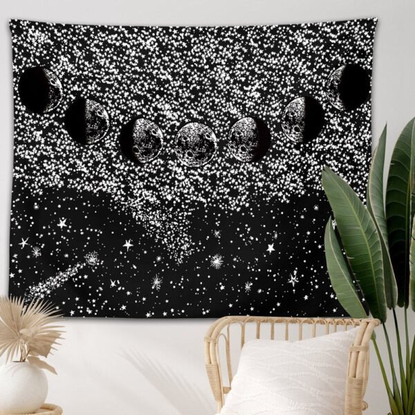 Black Moon Mandala Tapestry Bohemian Decoration Wall Hanging Bedroom Psychedelic Scene Starlight Art Home Decoration