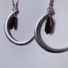 Black Quartz Moon Earrings - Silver Plated Crescent Moon + Titanium Quartz Point