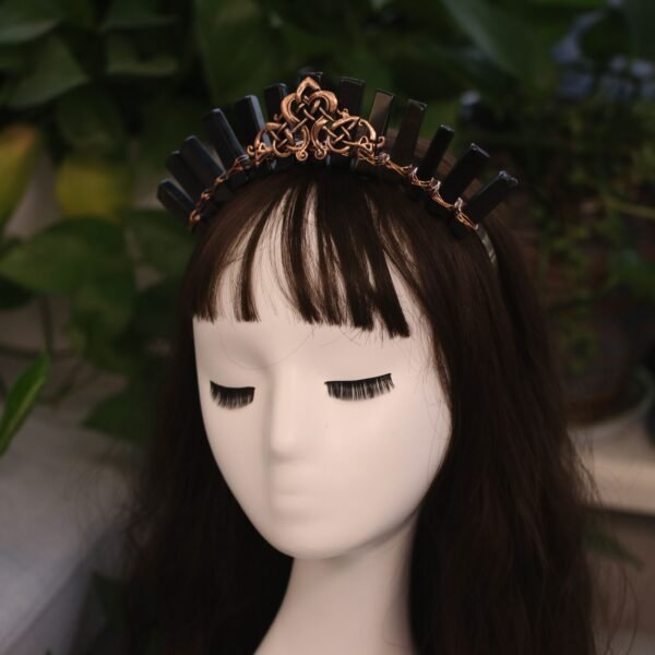 Black Raw Crystal Crown Rose Quartz Headband  Witch Accessories Gift