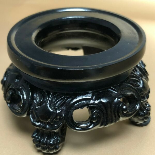 Black Round Hollow Crystal Ball Base Classical Carving Style Resin Display Stand Decorative Ball Pedestal