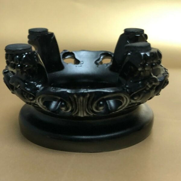 Black Round Hollow Crystal Ball Base Classical Carving Style Resin Display Stand Decorative Ball Pedestal