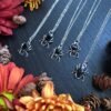 Black Tourmaline Spider Necklace Spider Necklace Halloween Necklace Spider Charm Pendant Necklace