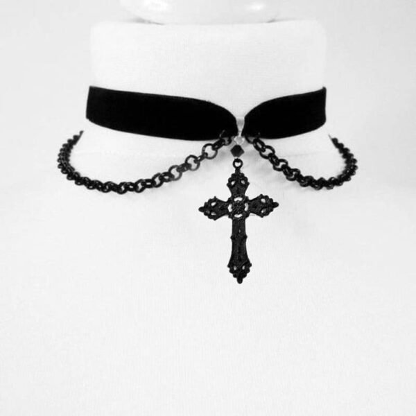 Black Velvet Choker Necklace, Gothic Victorian Black Cameo