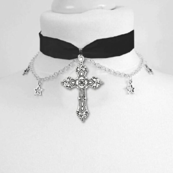 Black Velvet Choker Necklace, Gothic Victorian Black Cameo