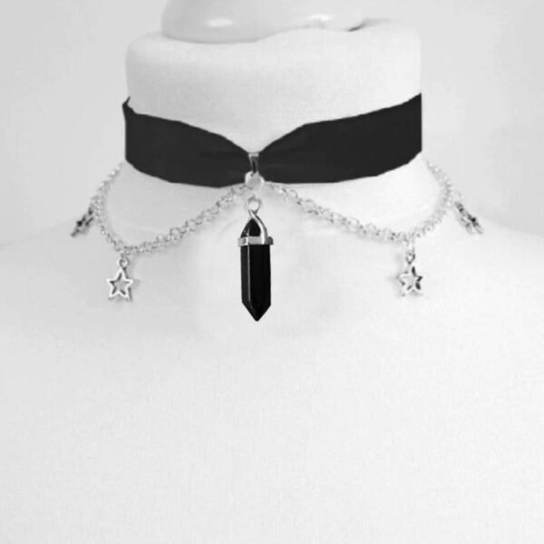 Black Velvet Choker Necklace, Gothic Victorian Black Cameo