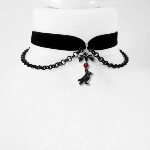 Black Velvet Choker Necklace, Gothic Victorian Black Cameo