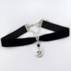 Black Velvet Choker Necklace, Gothic Victorian Black Cameo