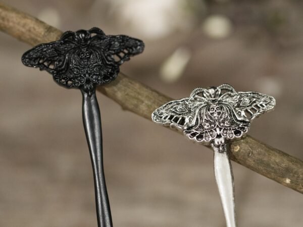 Black Wicca accessories death moth hairpin skull hair stick witch accessories  headdress wand gift