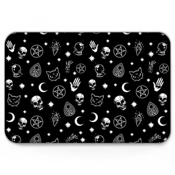 Black Witch Skull Moon Divination Doormat Non-slip Rug Soft Bath Mats Bathroom Supplies Carpet Living Room 50x80cm