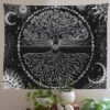 Black and White Tree Tapestry Wall Hanging Tree of Life Tapestry for Bedroom Home Decor Wall Tapestries Sun Moon Starry Sky Tape