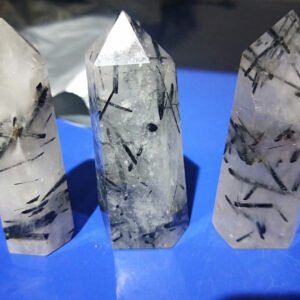 Magicun Crystal~Black hair crystal black tourmaline six-sided pillar 7-8cm 10 cm