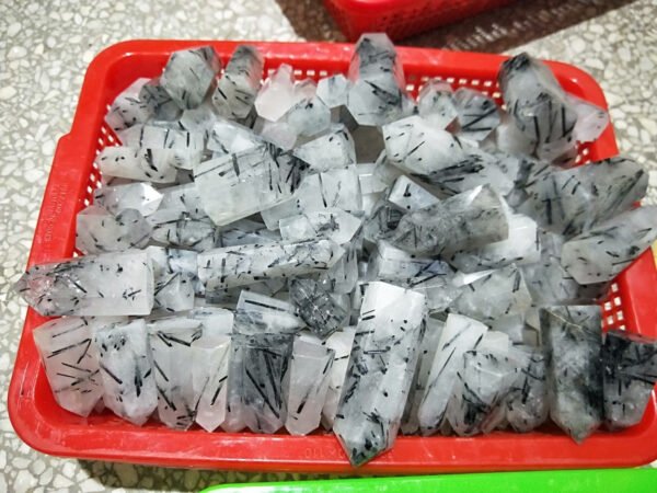 Magicun Crystal~Black hair crystal black tourmaline six-sided pillar 7-8cm 10 cm