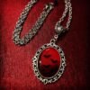 Blood and Bat Dracula Inspired Resin Necklace Pendant, Black Bat and Witch Necklace,Witchcraft Necklace