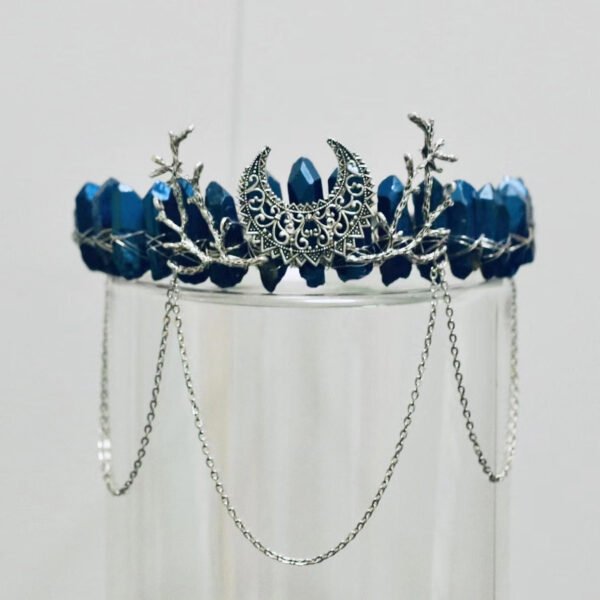 Blue quartz crown raw crystal headband  witch accessories elven festival quartz Wicca tiara gothic jewelry gifts
