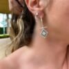 Inlaid Moonstone Polaris Pendant Earrings  Geometric Prismatic Drop Earrings