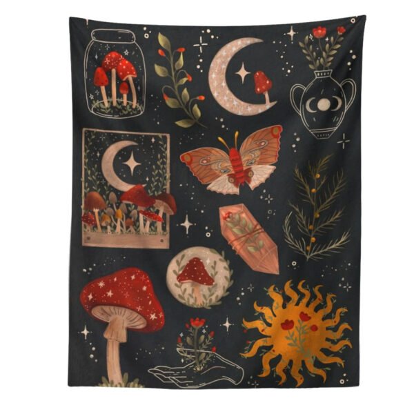 Botanical Cactus Tapestry Wall Hanging Moon Starry Mushroom Chart Hippie Bohemian Tapestries Psychedelic Witchcraft Home Decor