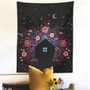 Botanical Wildflower Tapestry Wall Hanging Flower House Hippie Moon Tapestries Colorful Psychedelic INS Star Home Decor