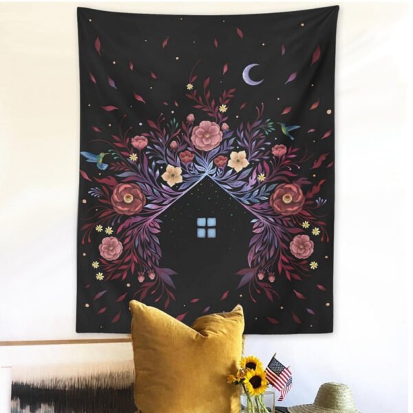 Botanical Wildflower Tapestry Wall Hanging Flower House Hippie Moon Tapestries Colorful Psychedelic INS Star Home Decor
