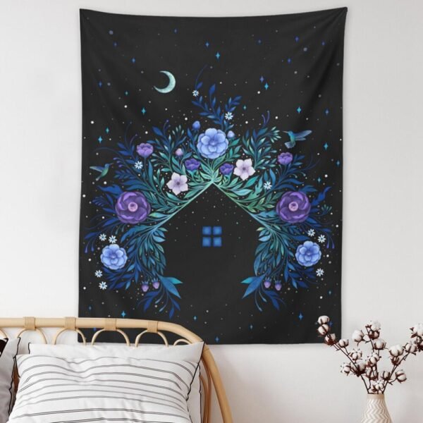Botanical Wildflower Tapestry Wall Hanging Flower House Hippie Moon Tapestries Colorful Psychedelic INS Star Home Decor