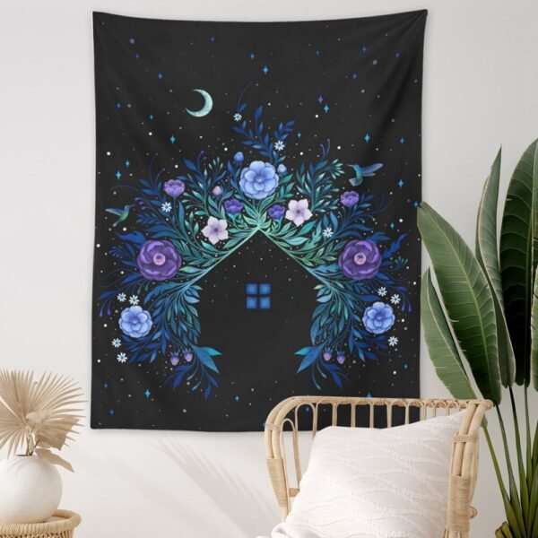 Botanical Wildflower Tapestry Wall Hanging Flower House Hippie Moon Tapestries Colorful Psychedelic INS Star Home Decor