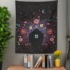 Botanical Wildflower Tapestry Wall Hanging Flower House Hippie Moon Tapestries Colorful Psychedelic INS Star Home Decor