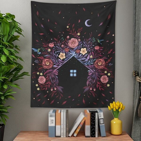 Botanical Wildflower Tapestry Wall Hanging Flower House Hippie Moon Tapestries Colorful Psychedelic INS Star Home Decor