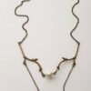 Bronze Branch Necklace with Pearl, Thin Twig Bronze Necklace,Woodland Forest Accessory, Rustic Style Deer Antler Jewelry