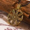 New Magicun Viking~Bronze Kolovrat Pendant Slavic Kolovrat Symbol Pagan Necklace Sun Wheel Amulet