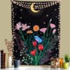 Butterfly Flower Tapestry Wall Hanging Moon and Stars Floral Tapestries Wildflower Aesthetic Tarot Bedroom Home Dorm Living Room