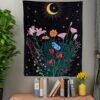Butterfly Flower Tapestry Wall Hanging Moon and Stars Floral Tapestries Wildflower Aesthetic Tarot Bedroom Home Dorm Living Room