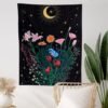 Butterfly Flower Tapestry Wall Hanging Moon and Stars Floral Tapestries Wildflower Aesthetic Tarot Bedroom Home Dorm Living Room