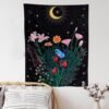 Butterfly Flower Tapestry Wall Hanging Moon and Stars Floral Tapestries Wildflower Aesthetic Tarot Bedroom Home Dorm Living Room
