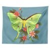 Butterfly Moon Phase Tapestry Wall Hanging Moon Black and Green Wall Art Tapestry for Bedroom Living Room Dorm Home Decor