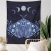 Butterfly Tapestry Sun and Moon Tapestry Moth Tapestries Black and White Tapestry Flower Vine Tapestry Wall Hanging for Room