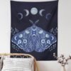 Butterfly Tapestry Sun and Moon Tapestry Moth Tapestries Black and White Tapestry Flower Vine Tapestry Wall Hanging for Room