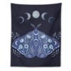 Butterfly Tapestry Sun and Moon Tapestry Moth Tapestries Black and White Tapestry Flower Vine Tapestry Wall Hanging for Room