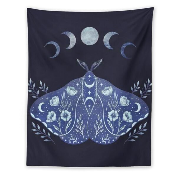Butterfly Tapestry Sun and Moon Tapestry Moth Tapestries Black and White Tapestry Flower Vine Tapestry Wall Hanging for Room
